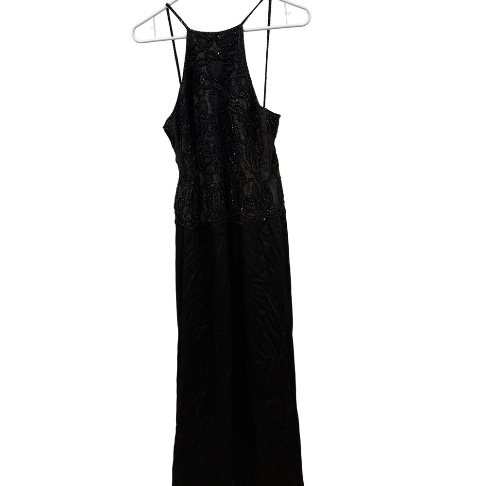 Liancarlo Couture Black Silk Beaded Halter Evening Gown Neiman Marcus Size 6